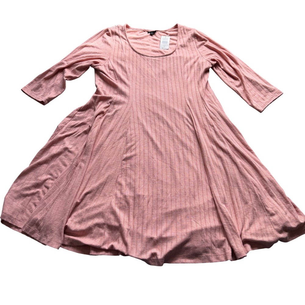 Torrid Pink Hacci Skater Dress Long Sleeve Ribbed Knit Size 2
